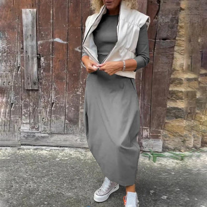 Robe élégante et simple pour femmes avec poche