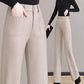 [Cadeau pour elle] Pantalon droit thermique à taille haute pour femme
