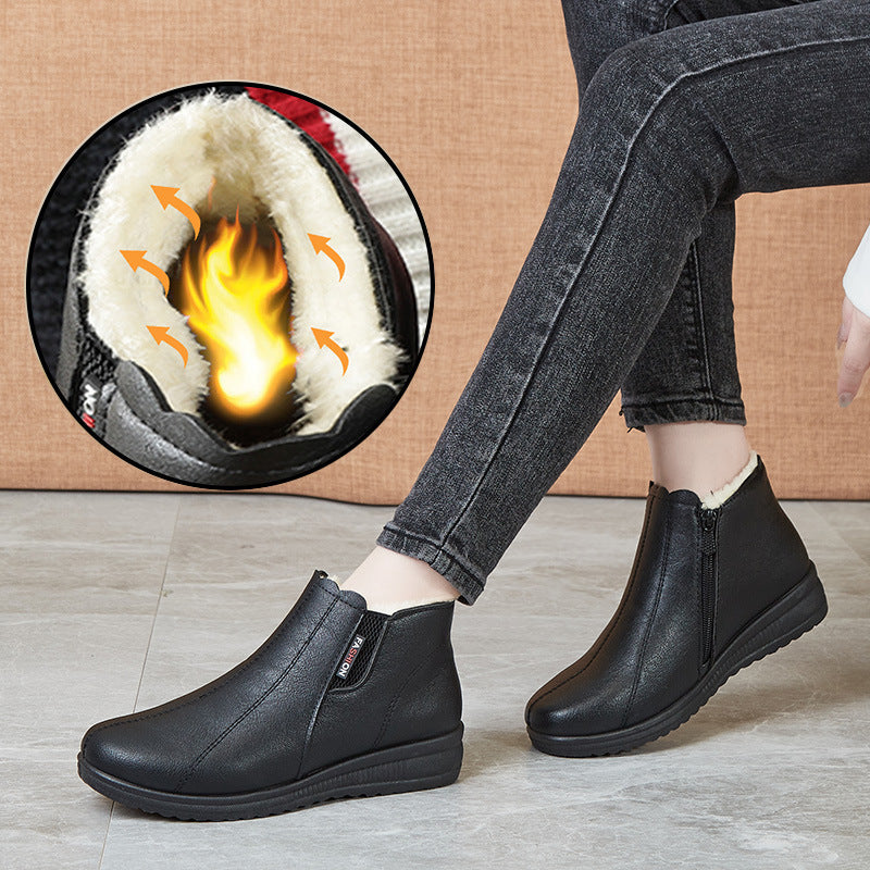 Bottines courtes en peluche avec semelles douces et chaudes