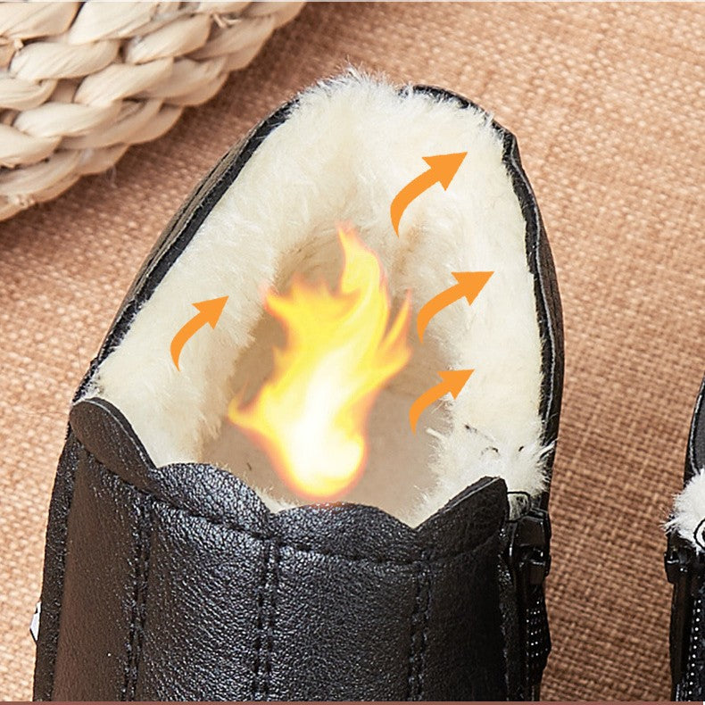 Bottines courtes en peluche avec semelles douces et chaudes