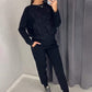 Ensemble 2 pièces de sweatshirt et de pantalons décontractés à paillettes et à strass pour femmes
