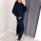 Ensemble 2 pièces de sweatshirt et de pantalons décontractés à paillettes et à strass pour femmes