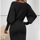 Robe patchwork pour femme à encolure ronde et manches longues
