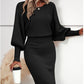 Robe patchwork pour femme à encolure ronde et manches longues