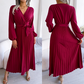 Robe pour femmes longue à plis avec ceinture nouée enveloppante