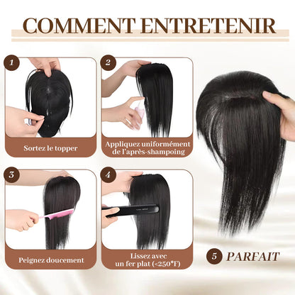 Topper de Cheveux Naturels avec Frange pour Femmes