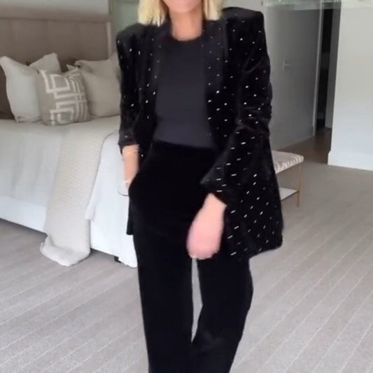 Blazer de luxe à décor de strass pour femmes