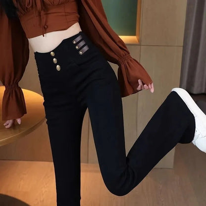 2025 Nouveau design👖💖Pantalon flare pour femme avec taille haute et doublure en peluche