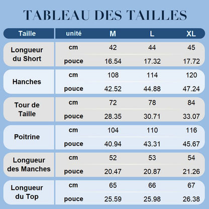Ensemble 2 pièces en dentelle élégant et décontracté pour femmes avec chemise boutonnée et short