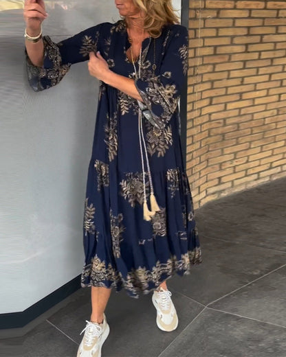 Robe vintage ample avec décolleté en V
