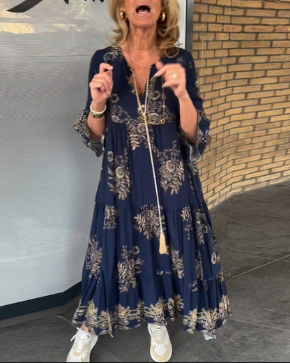 Robe vintage ample avec décolleté en V