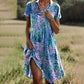 Robe décontractée à imprimé et col en V pour femme