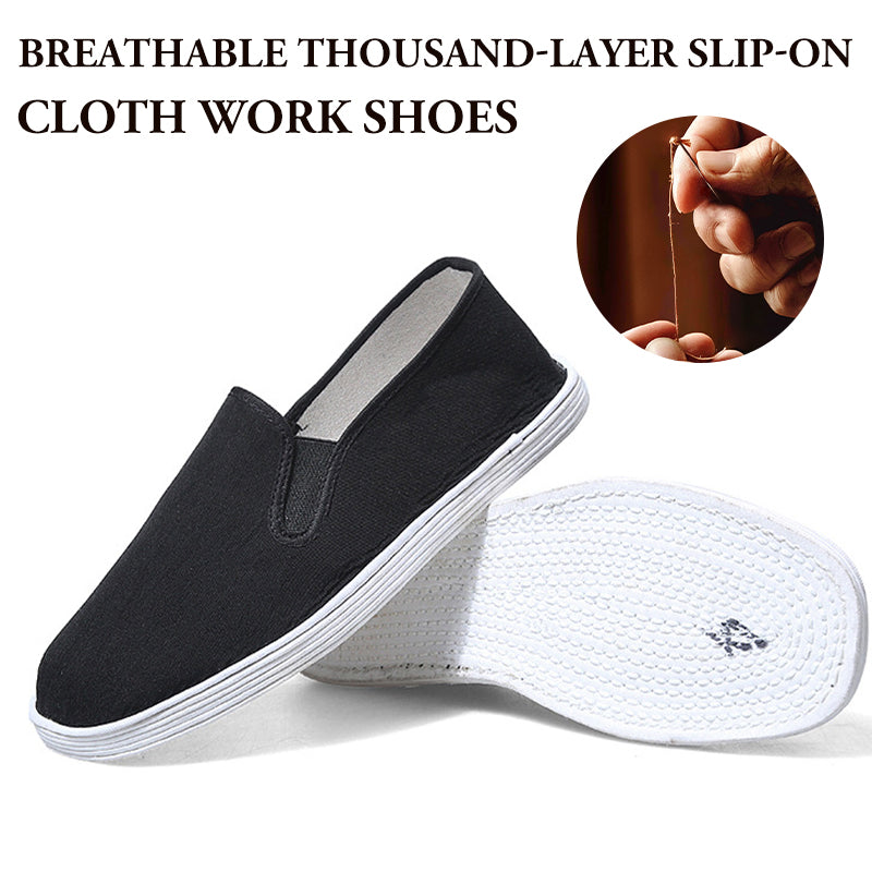 Chaussures de travail unisexes respirantes à enfiler en tissu mille couches