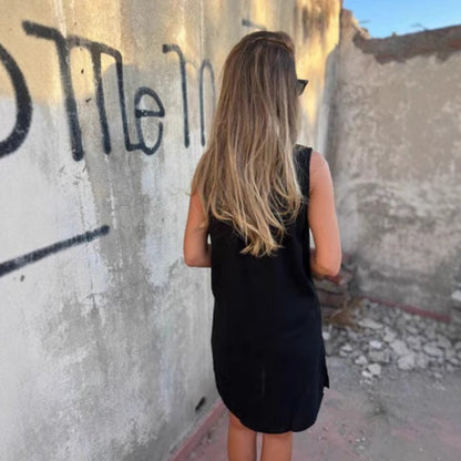 💖Vente limitée 50% OFF💖Robe sans manches pour femme avec col en V et boutonnage