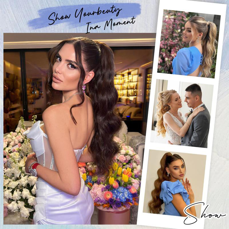 💜Promotion à durée limitée 50 % de réduction💜Extension de queue de cheval ondulée à clip