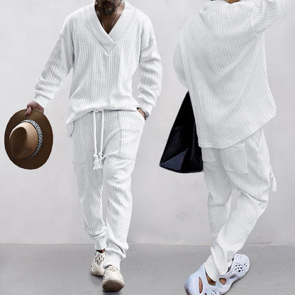 💥 Arrive aujourd'hui sans frais de livraison 💥 Ensemble 2 pièces pour homme composé d'un sweat-shirt baggy avec col en V et d'un pantalon de jogging