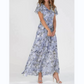 🌊Robe longue à manches courtes avec imprimé floral