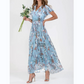 🌊Robe longue à manches courtes avec imprimé floral