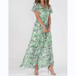 🌊Robe longue à manches courtes avec imprimé floral