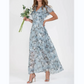 🌊Robe longue à manches courtes avec imprimé floral