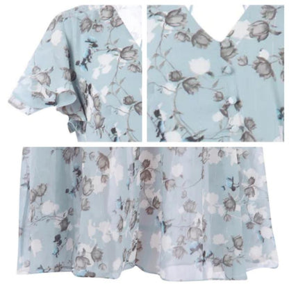 🌊Robe longue à manches courtes avec imprimé floral