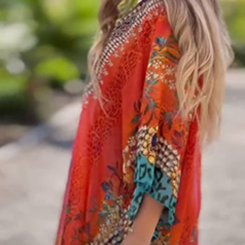Robe asymétrique pour femme avec décolleté en V et coupe décontractée