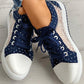 Chaussures plates et rondes à lacets pour femmes, à tige basse