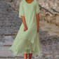 Robes midi à col rond et ourlet asymétrique pour femme