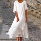Robes midi à col rond et ourlet asymétrique pour femme