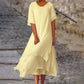 Robes midi à col rond et ourlet asymétrique pour femme