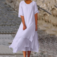 Robes midi à col rond et ourlet asymétrique pour femme