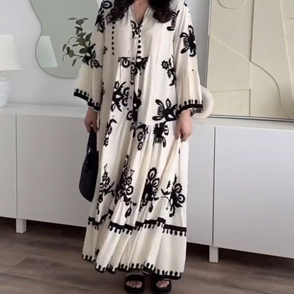 Robe midi pour femme à la coupe ample et à l'ourlet volanté