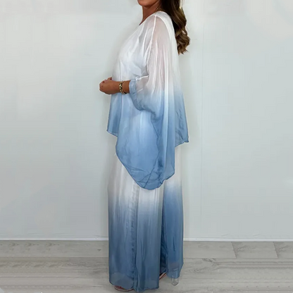 Ensemble top et pantalon ample et fluide Mesh Mix Dip Dye