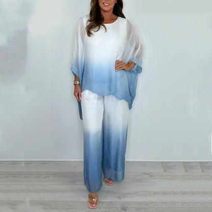 Ensemble top et pantalon ample et fluide Mesh Mix Dip Dye