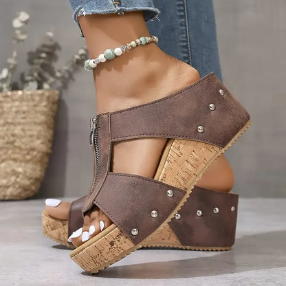 🔥 2025 New 50% off Hot Sale🔥 Sandales orthopédiques à bout ouvert et à talon compensé à la mode.