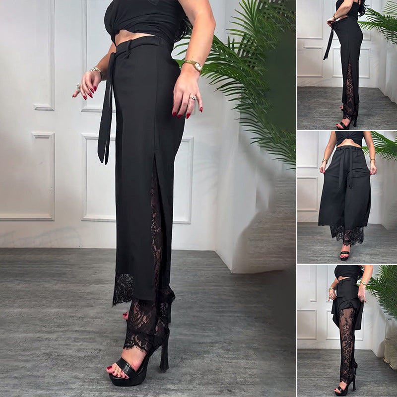 💋🎉Pantalon large sexy pour femmes avec doublure en dentelle