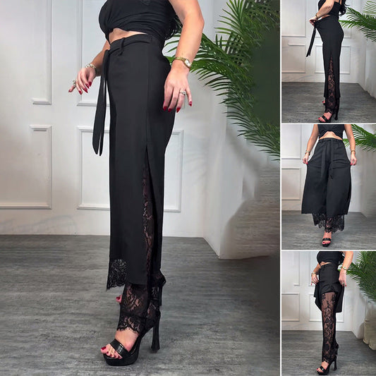 💋🎉Pantalon large sexy pour femmes avec doublure en dentelle