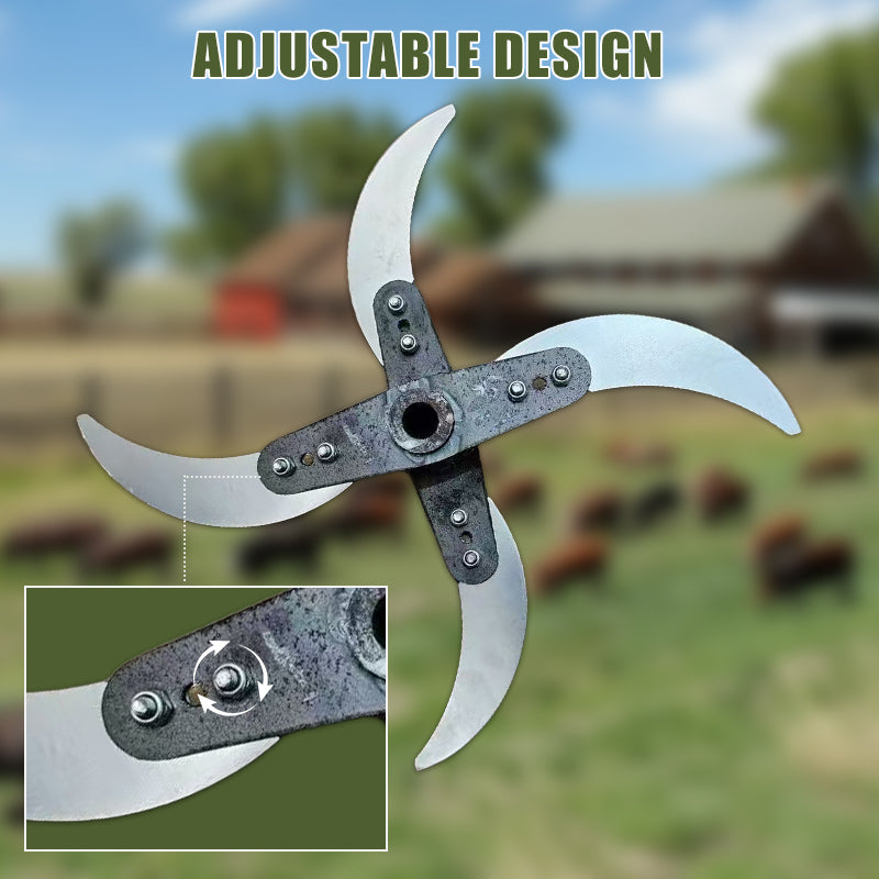 📢📢50 % de réduction !! ⏰🔪 Lame de coupe 4 lames pour déchiqueteuse d’herbe – Diamètre ajustable (25-26 cm), acier anti-rouille, installation universelle ! 🌿🚜
