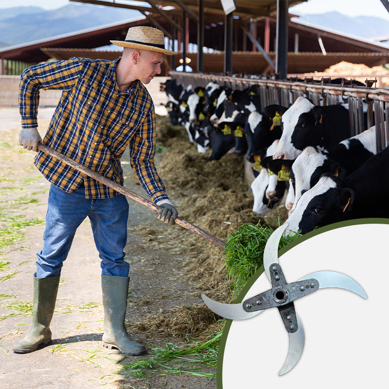 📢📢50 % de réduction !! ⏰🔪 Lame de coupe 4 lames pour déchiqueteuse d’herbe – Diamètre ajustable (25-26 cm), acier anti-rouille, installation universelle ! 🌿🚜
