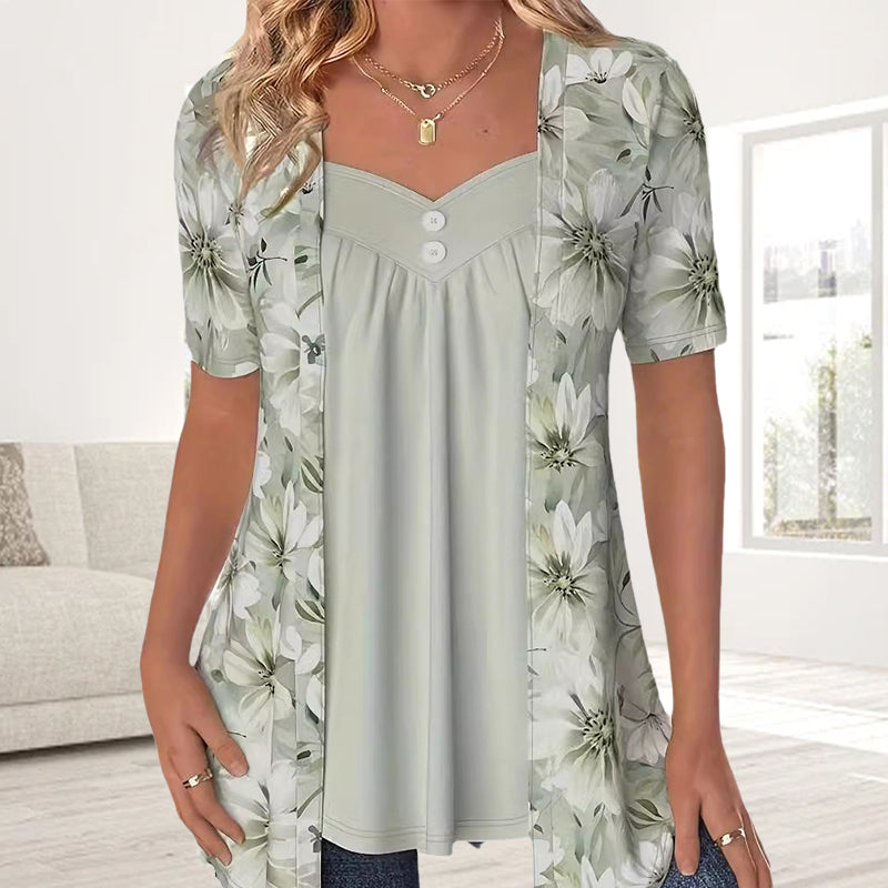2026 Nouveaux produits👚Top patchwork floral irrégulier pour femmes