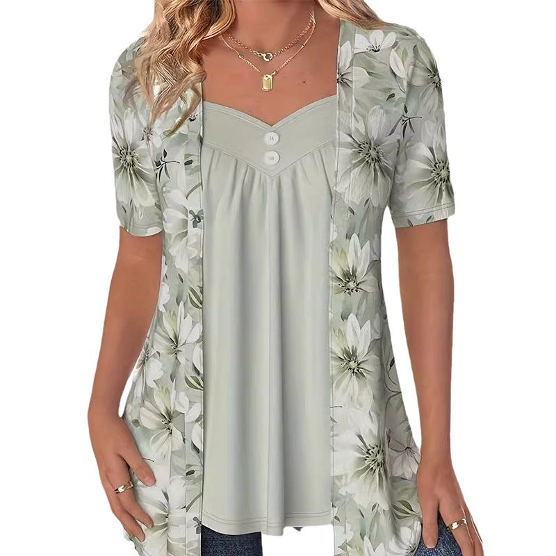2026 Nouveaux produits👚Top patchwork floral irrégulier pour femmes