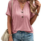 Chemise boutonnée décontractée à manches courtes et col en V pour femme