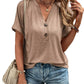 Chemise boutonnée décontractée à manches courtes et col en V pour femme
