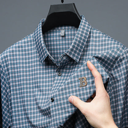 Chemise décontractée à manches courtes en tissu écossais pour hommes