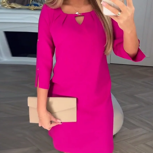 Robe de couleur unie au genou pour femmes