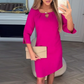 Robe de couleur unie au genou pour femmes