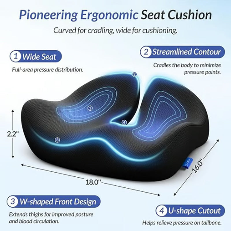 🔥💺Le coussin de siège en mousse à mémoire de forme le plus confortable de 2025 - Soulage les douleurs du dos et du coccyx !