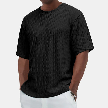 T-shirt texturé à col rond pour hommes Casual Versatile