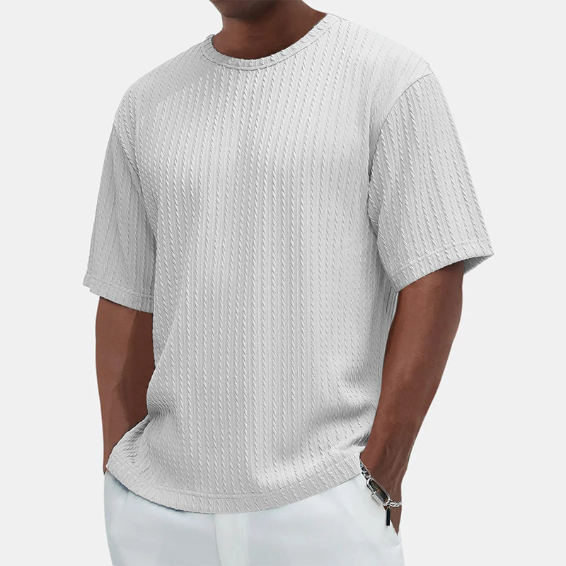 T-shirt texturé à col rond pour hommes Casual Versatile