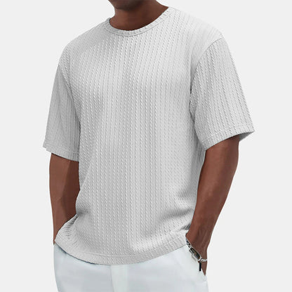 T-shirt texturé à col rond pour hommes Casual Versatile